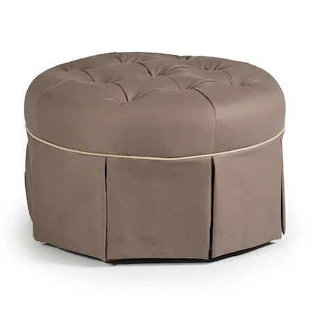 Round Skirted Ottoman with Button Tufting